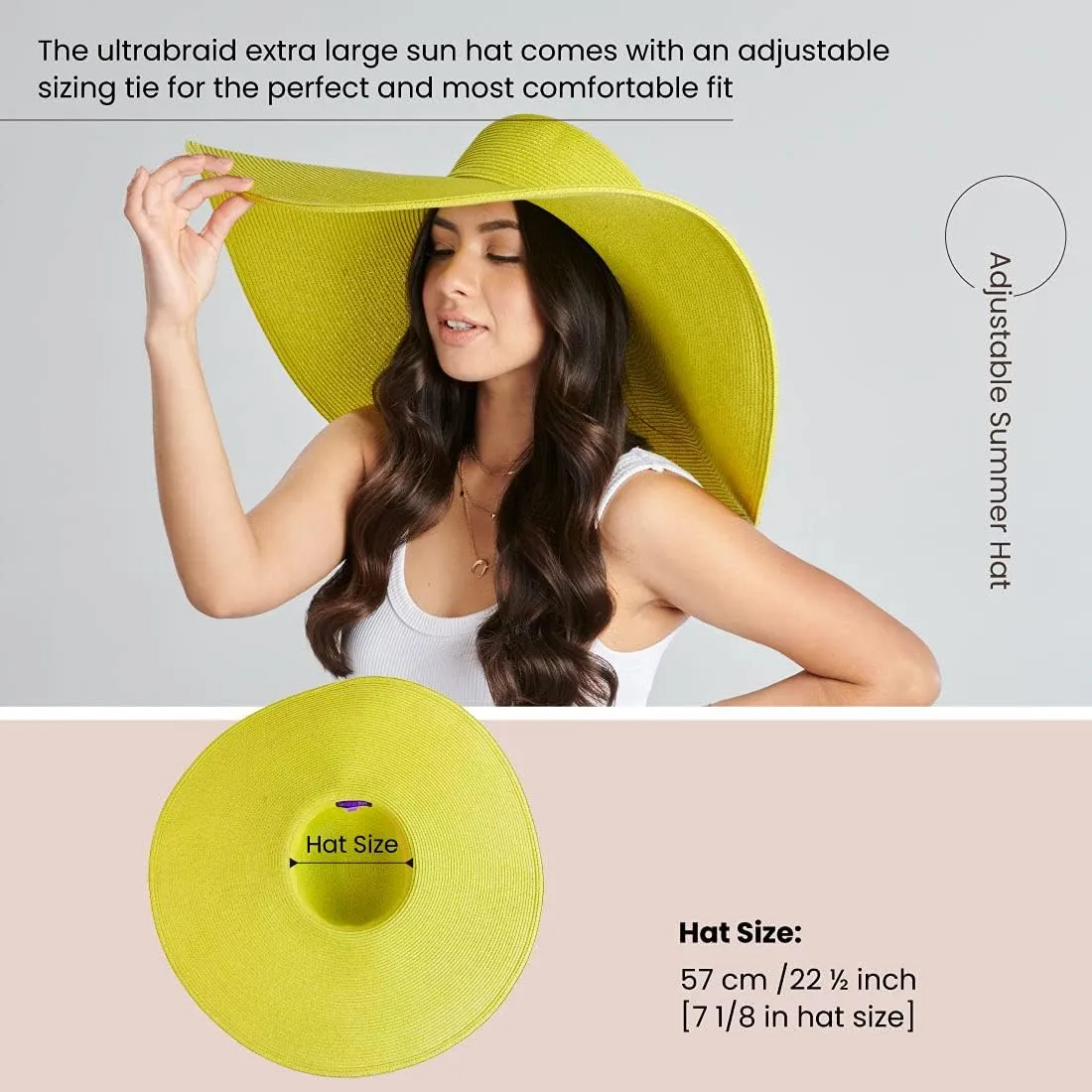 San Diego Hat Company Women's Ultrabraid X-Large Brim Hat, Adjustable Sun Hat with UPF 50 