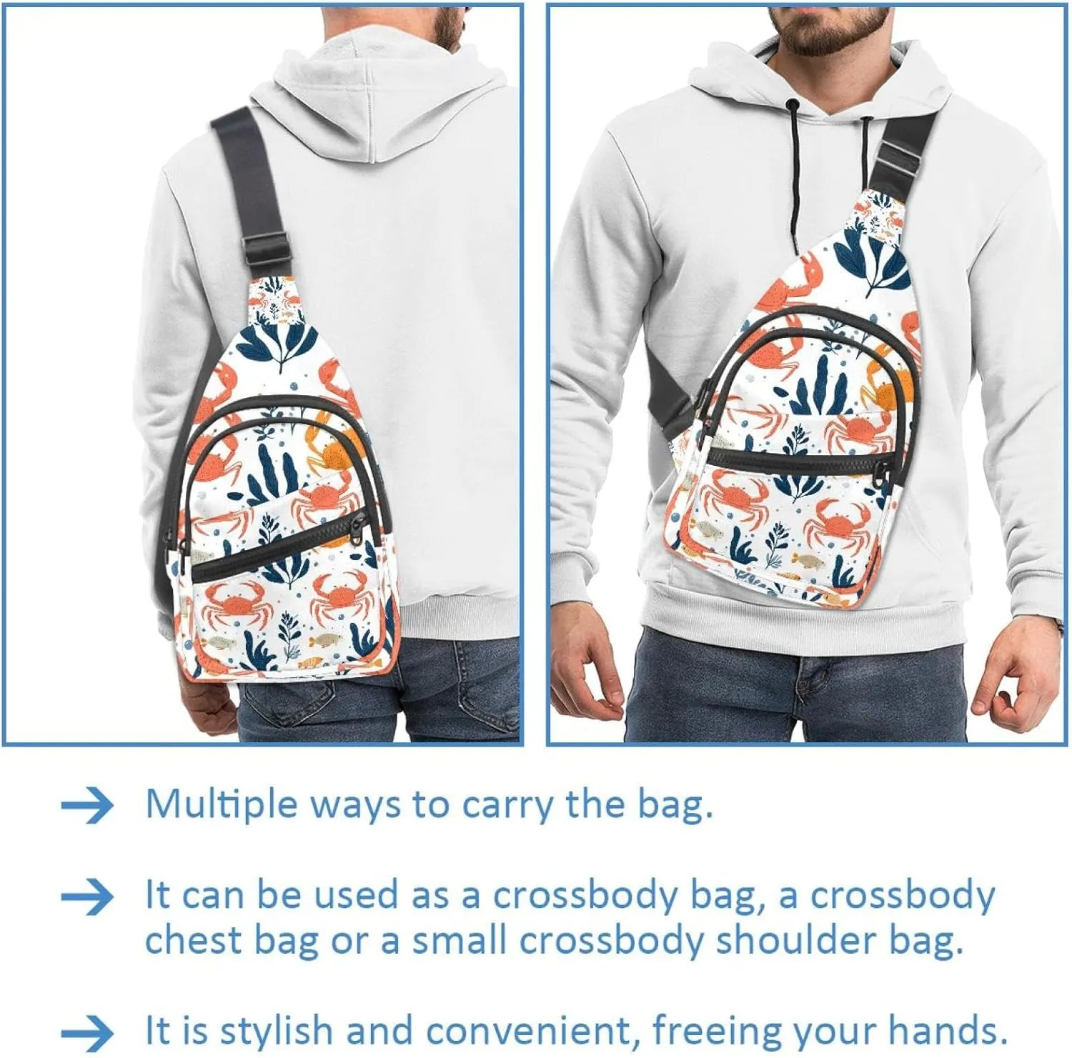 _Sea Food Sling Side, Crossbody Backpack