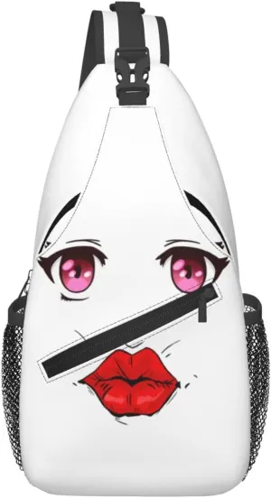 Sealed with a Kiss Red Lip Crossbody Bag Cross Chest Bag Adjustable Sling Backpack Sports Gym Shoulder Bags Travel Cycling Daypack Diagonally Casual Rucksack