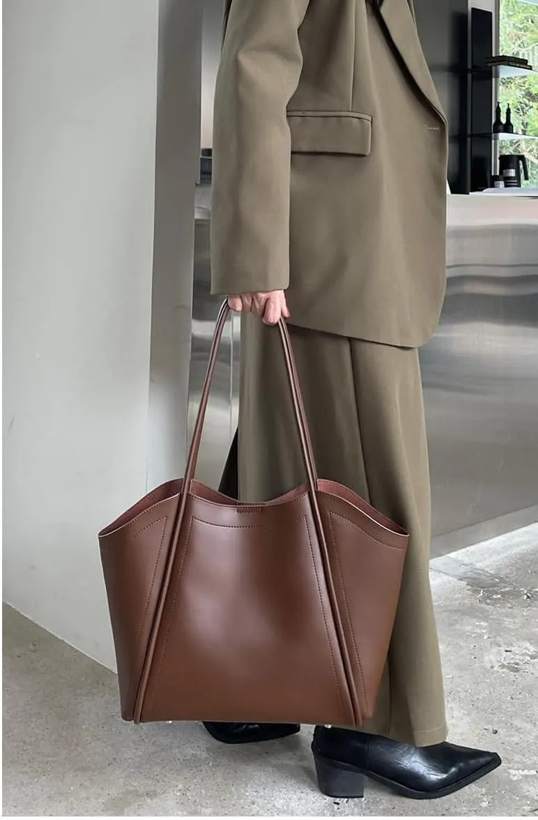 Selected Second - Layer Leather Shoulder Bag For Women With Wing Design, Large Capacity Niche Soft Leather Handmade