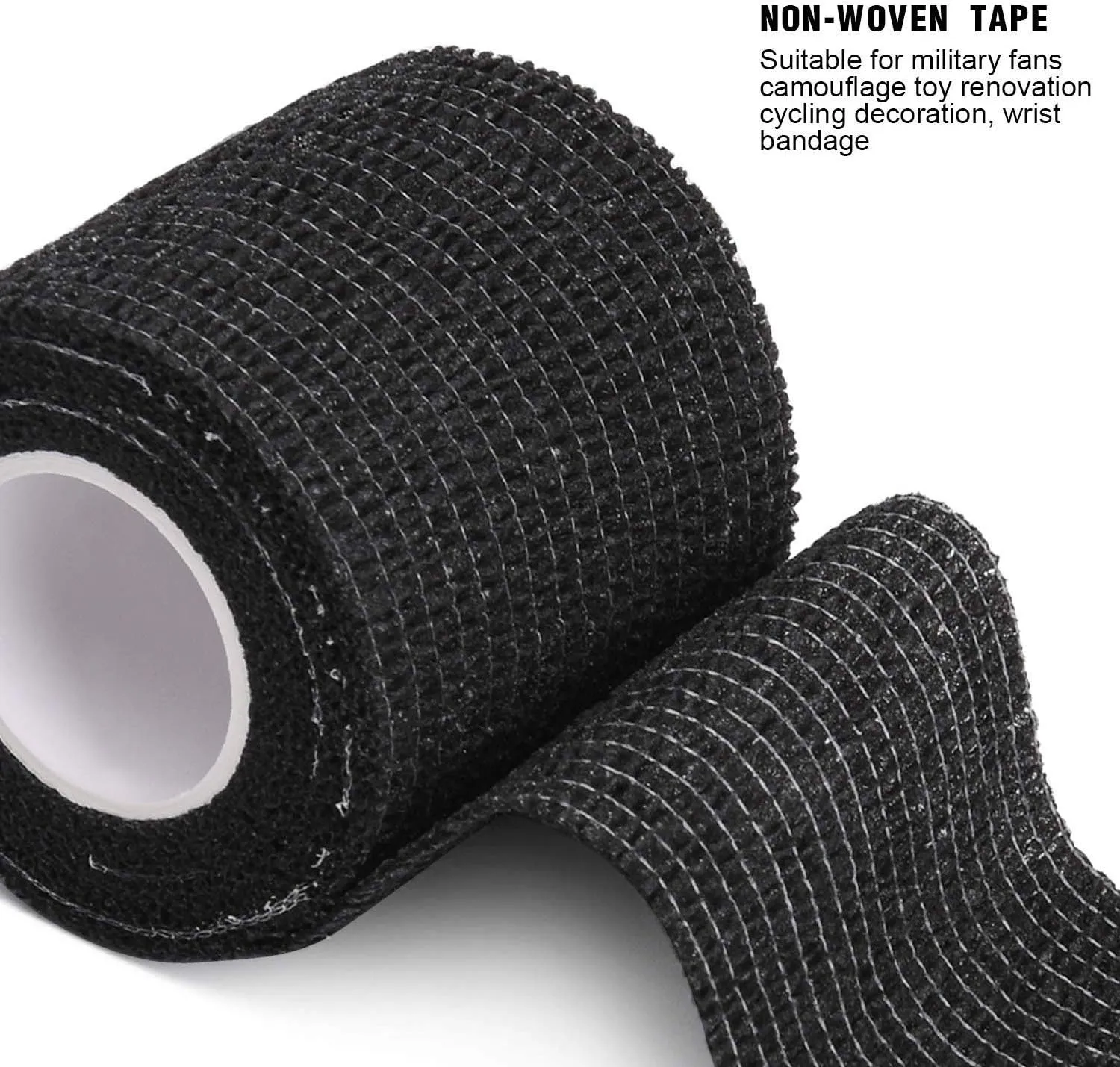 Sensi Wrap Grip Cover Sports Self Bandage Rolls 2-inch x 5-Yards 24pcs (Black)