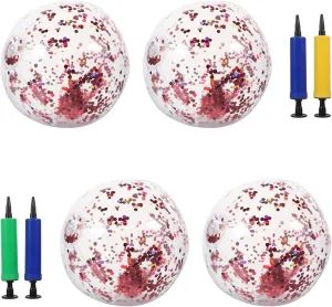 Sequined Beach Ball Bouncy Inflatables Activity Shape Pool Beach Balls Sequins Beach Ball Confetti Beach