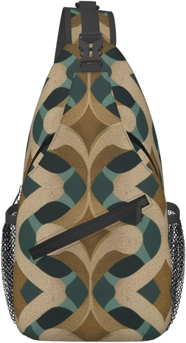 Serpentine Pattern Print Crossbody Sling Bags, Sling Purses Cross Body Bag for Women Men Travel with Water Bottle