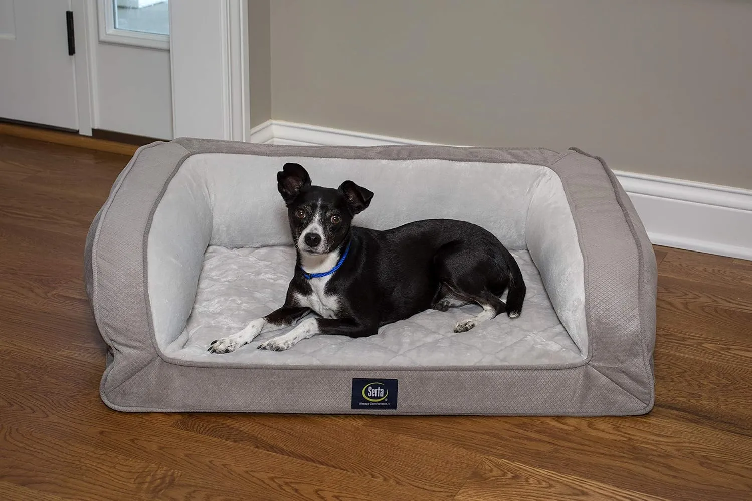 Serta Ortho Quilted Couch Pet Bed, Large, Grey