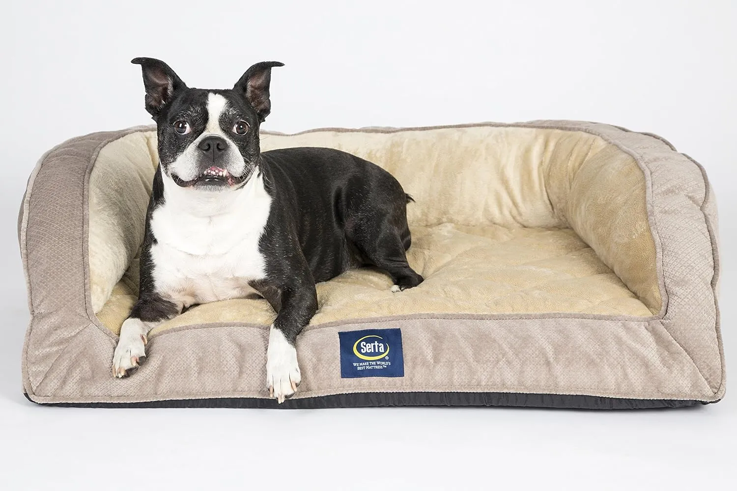 Serta Ortho Quilted Couch Pet Bed, Large, Grey