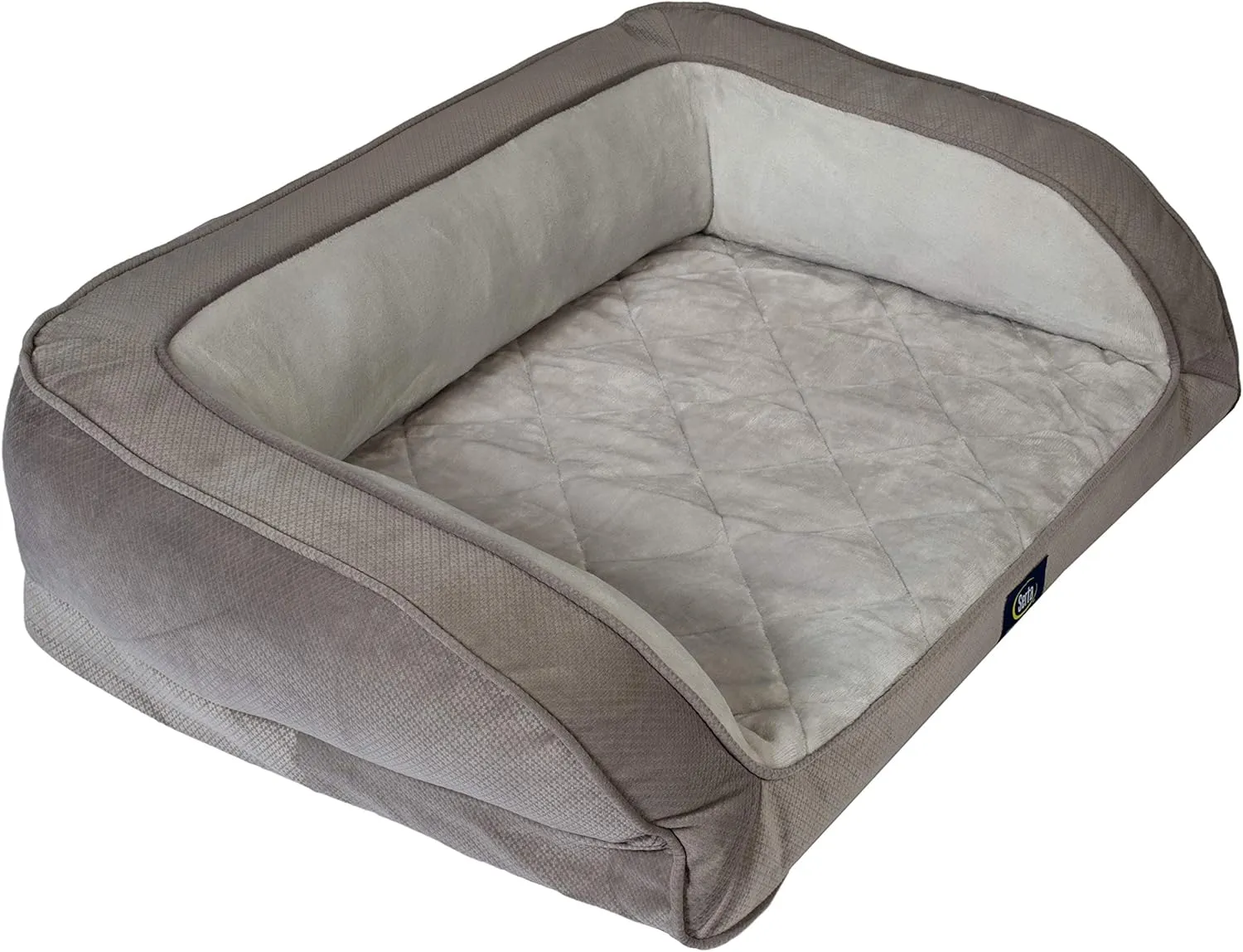 Serta Ortho Quilted Couch Pet Bed, Large, Grey