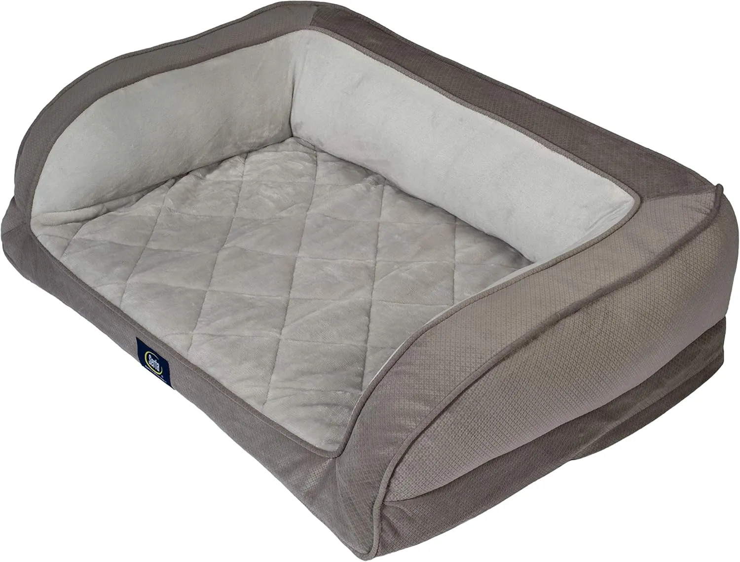 Serta Ortho Quilted Couch Pet Bed, Large, Grey