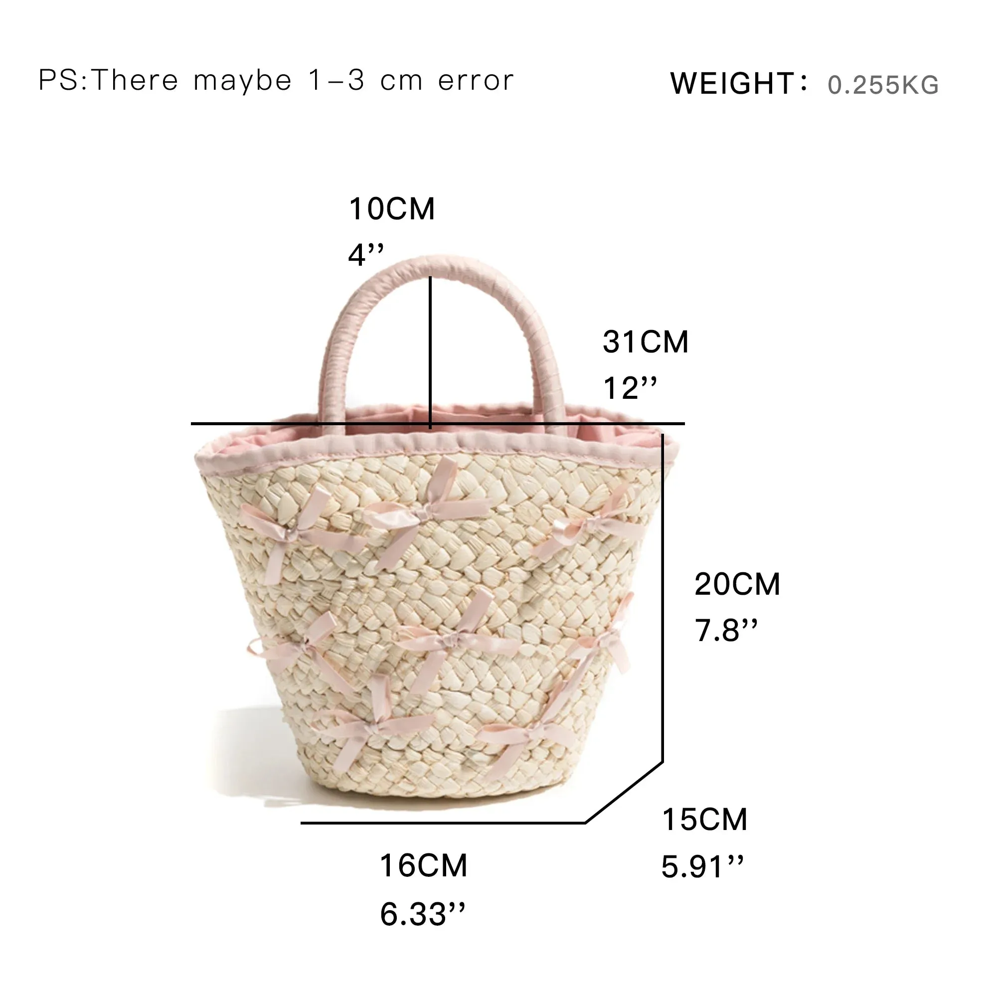 Shelby Bow Knot Applique Straw Totes