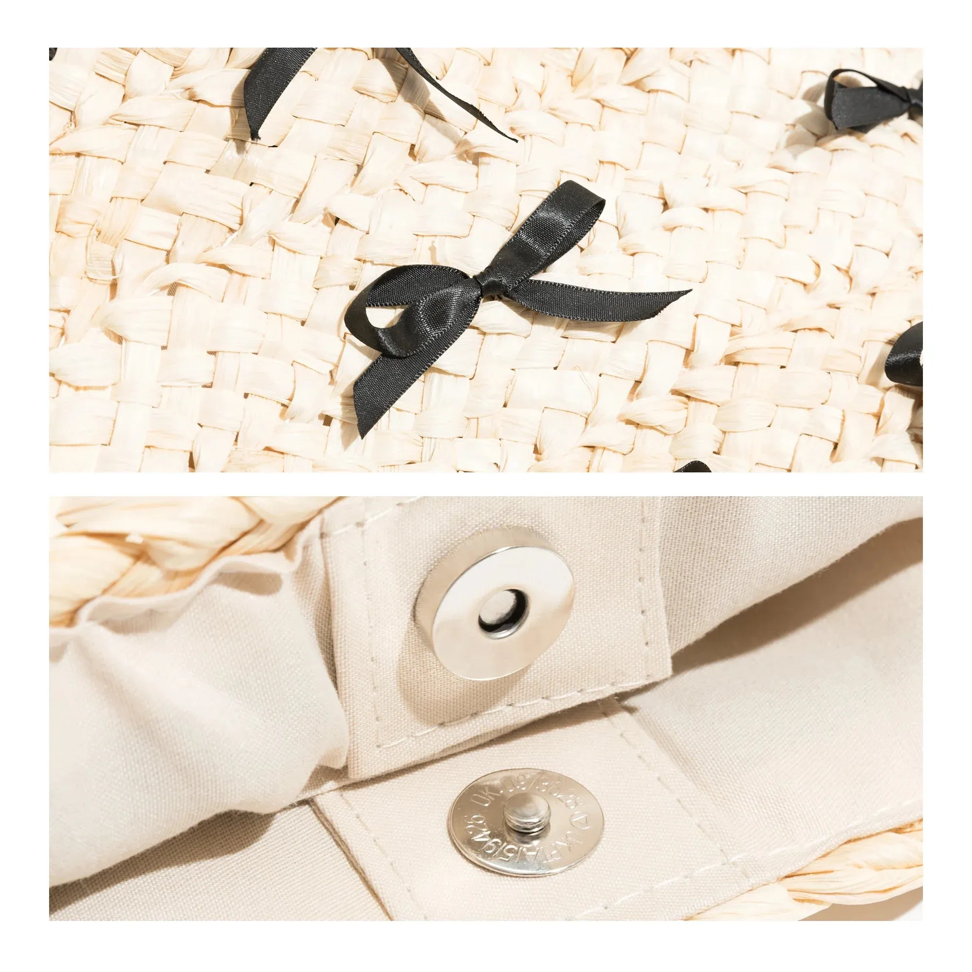 Shelby Bow Knot Applique Straw Totes
