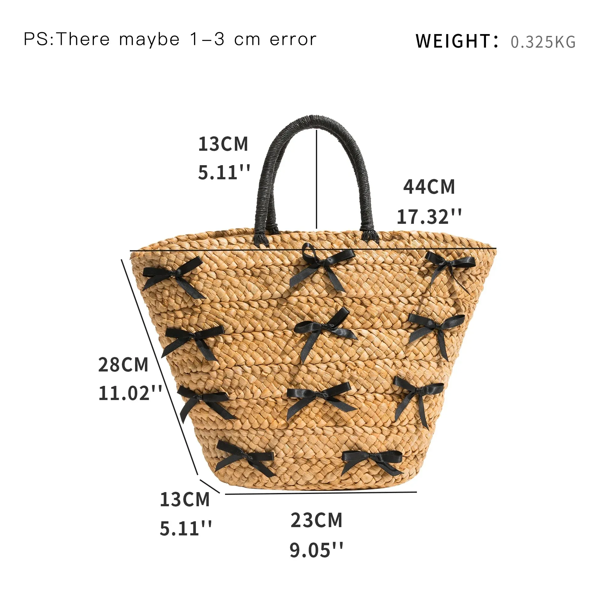 Shelby Bow Knot Applique Straw Totes
