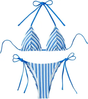 SHENHE Women's 2 Piece Swimsuit Floral Print Halter Tie Side Triangle Bikini Set