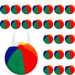 Shihanee 24 Pcs Beach Ball Party Favor Bags Pool Themed Goody Candy Bags Summer Treat Handbags Beach Non Woven Gift Handbags for Summer Pool Birthday Party Supplies