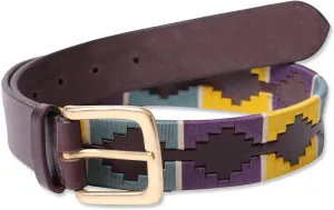 Shires Dover Polo Design Leather Belt Yellow/Green/Purple 70cm