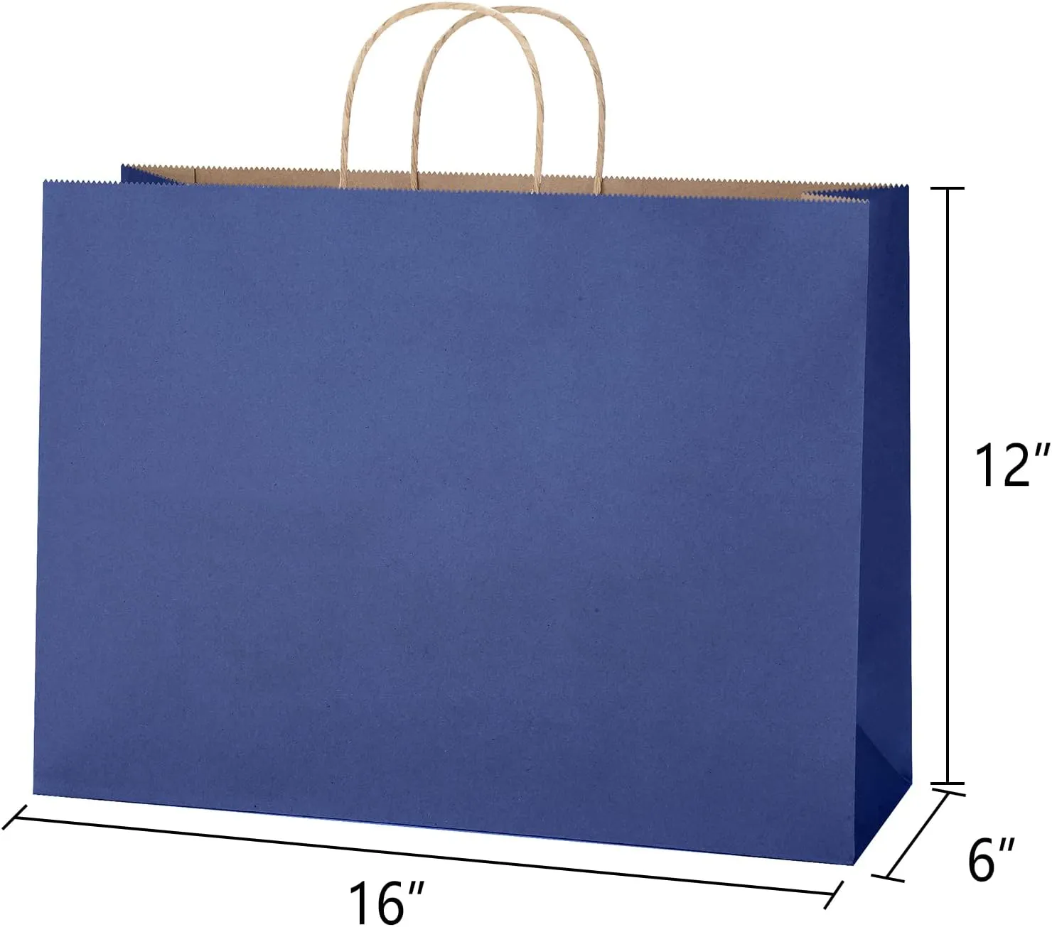 SHOPDAY Navy Blue Paper Bags with Handles 16x6x12, 25 Pack Large Kraft Paper Bags Bulk, Tote Bags Shopping Bags, Paper Gift Bags, Retail Bags Merchandise Bags for Grocery Business Takeouts