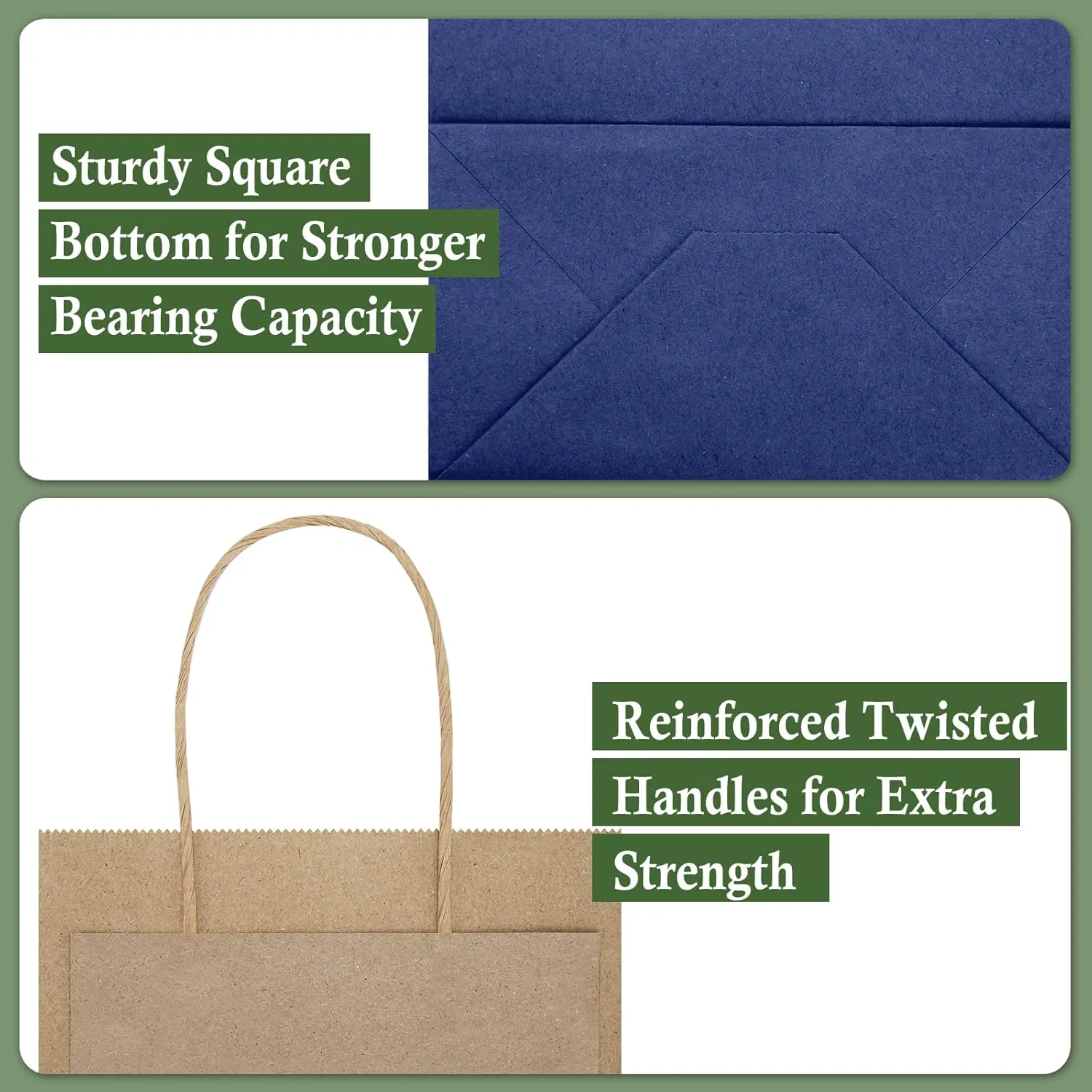 SHOPDAY Navy Blue Paper Bags with Handles 16x6x12, 25 Pack Large Kraft Paper Bags Bulk, Tote Bags Shopping Bags, Paper Gift Bags, Retail Bags Merchandise Bags for Grocery Business Takeouts