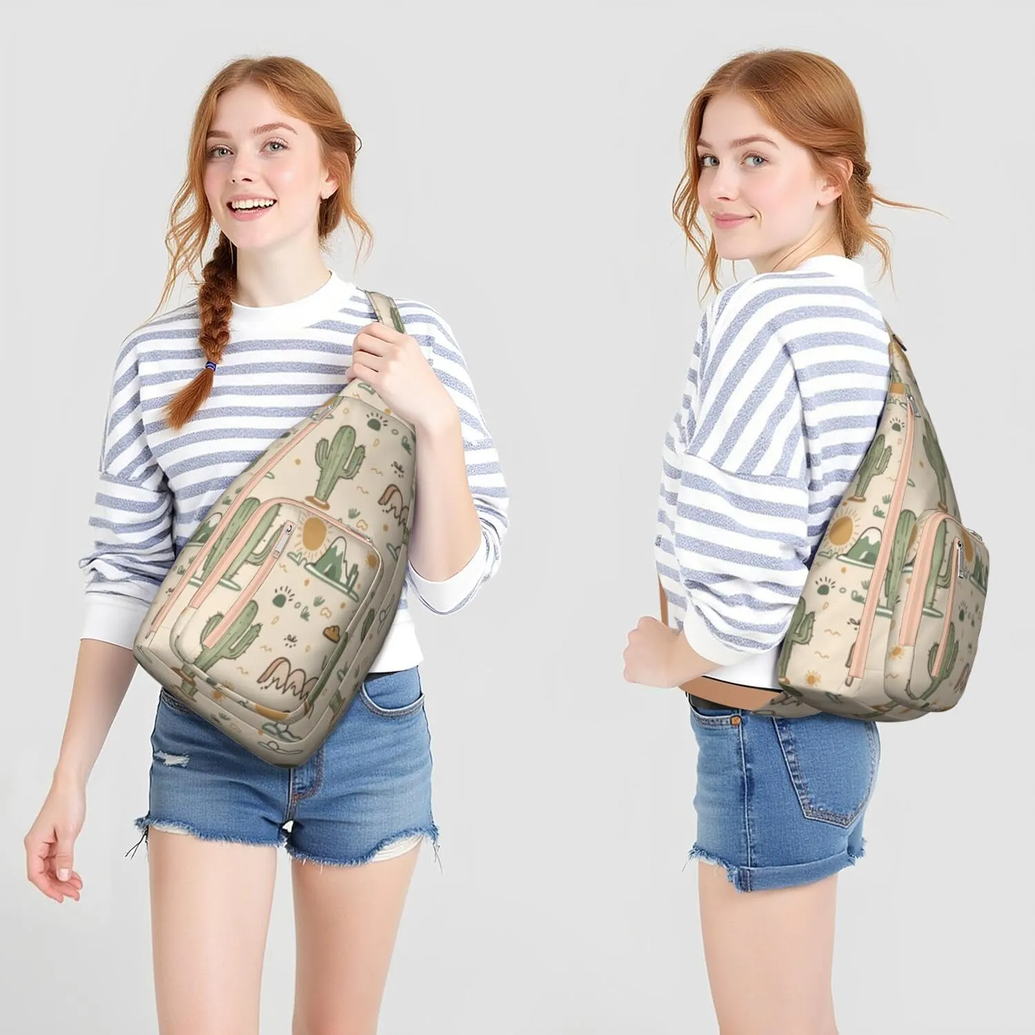 Shoulder Sling Crossbody Casual Chest Bag For Travel Sports Running,Backpack for Men & Women Lightweight Sports BagCrossbody Concealed Carry,Cactus Shoulder Bag Waterproof Chest Bag