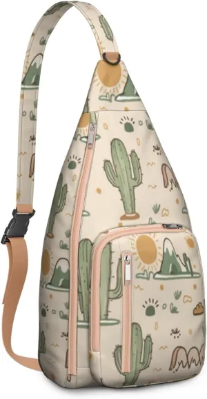 Shoulder Sling Crossbody Casual Chest Bag For Travel Sports Running,Backpack for Men & Women Lightweight Sports BagCrossbody Concealed Carry,Cactus Shoulder Bag Waterproof Chest Bag