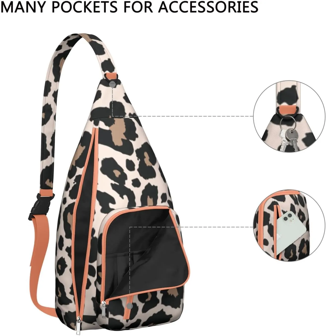 Shoulder Sling Crossbody Casual Chest Bag For Travel Sports Running,Backpack for Men & Women Lightweight Sports BagCrossbody Concealed Carry,Leopard Shoulder Bag Waterproof Chest Bag