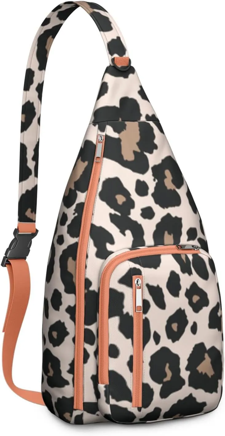 Shoulder Sling Crossbody Casual Chest Bag For Travel Sports Running,Backpack for Men & Women Lightweight Sports BagCrossbody Concealed Carry,Leopard Shoulder Bag Waterproof Chest Bag