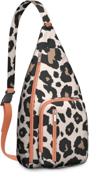 Shoulder Sling Crossbody Casual Chest Bag For Travel Sports Running,Backpack for Men & Women Lightweight Sports BagCrossbody Concealed Carry,Leopard Shoulder Bag Waterproof Chest Bag