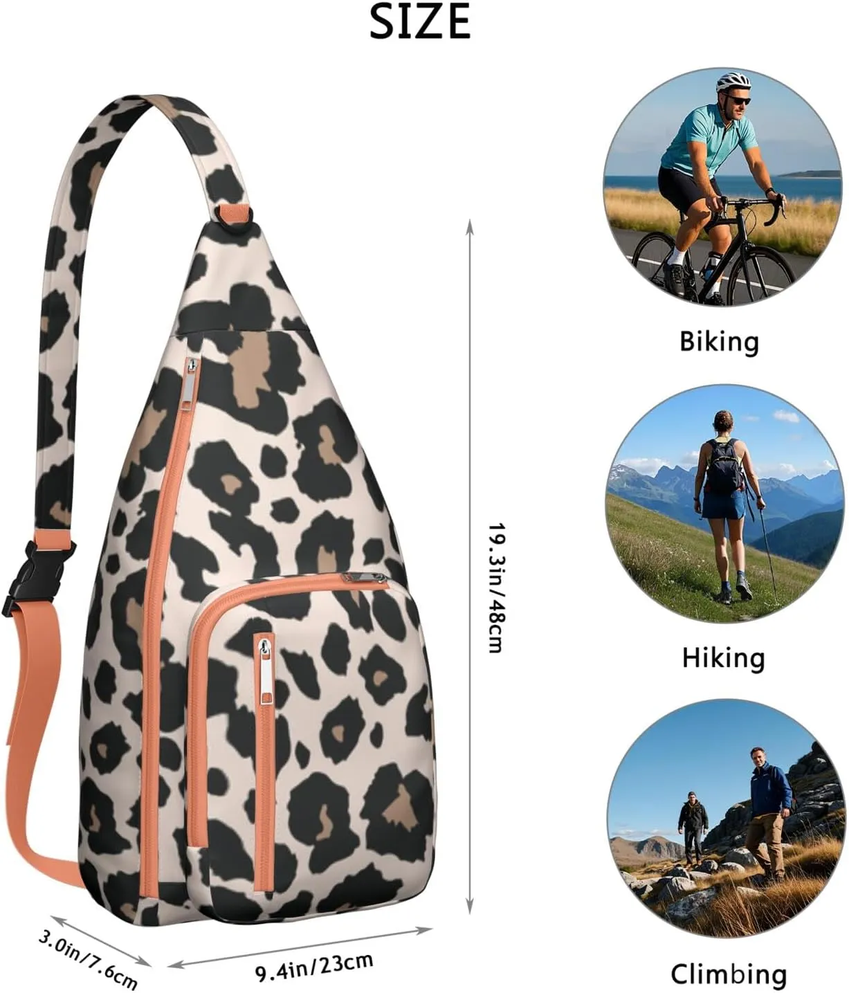 Shoulder Sling Crossbody Casual Chest Bag For Travel Sports Running,Backpack for Men & Women Lightweight Sports BagCrossbody Concealed Carry,Leopard Shoulder Bag Waterproof Chest Bag