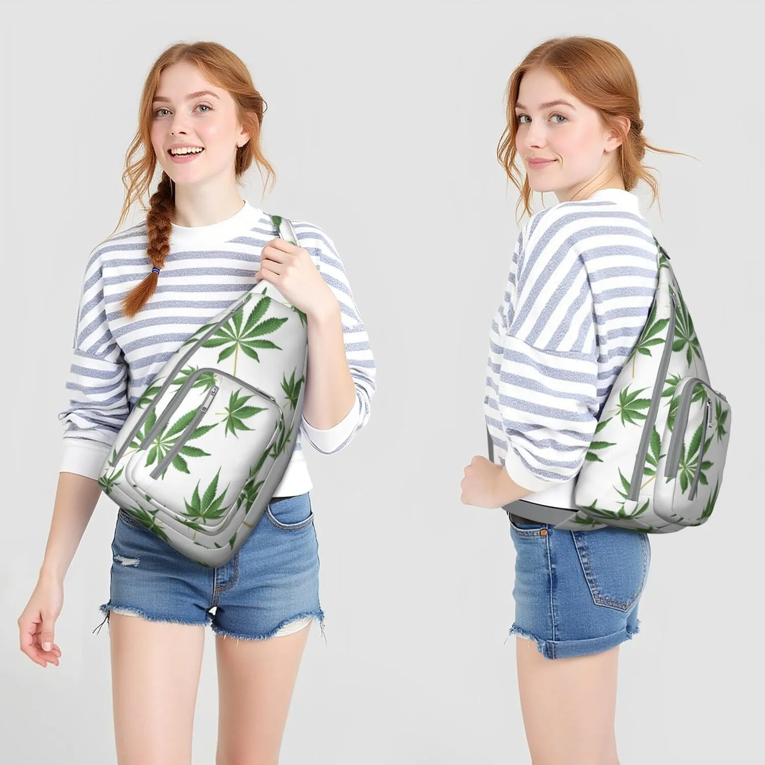 Shoulder Sling Crossbody Casual Chest Bag For Travel Sports Running,Backpack for Men & Women Lightweight Sports BagCrossbody Concealed Carry,Marijuana Leaf Shoulder Bag Waterproof Chest Bag
