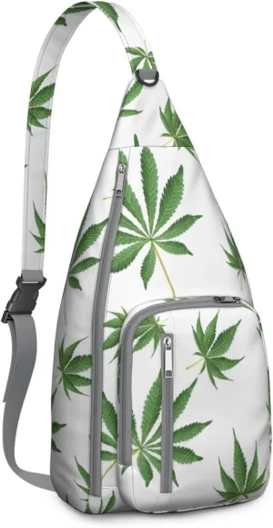 Shoulder Sling Crossbody Casual Chest Bag For Travel Sports Running,Backpack for Men & Women Lightweight Sports BagCrossbody Concealed Carry,Marijuana Leaf Shoulder Bag Waterproof Chest Bag