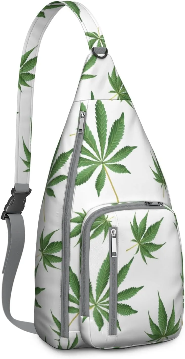 Shoulder Sling Crossbody Casual Chest Bag For Travel Sports Running,Backpack for Men & Women Lightweight Sports BagCrossbody Concealed Carry,Marijuana Leaf Shoulder Bag Waterproof Chest Bag