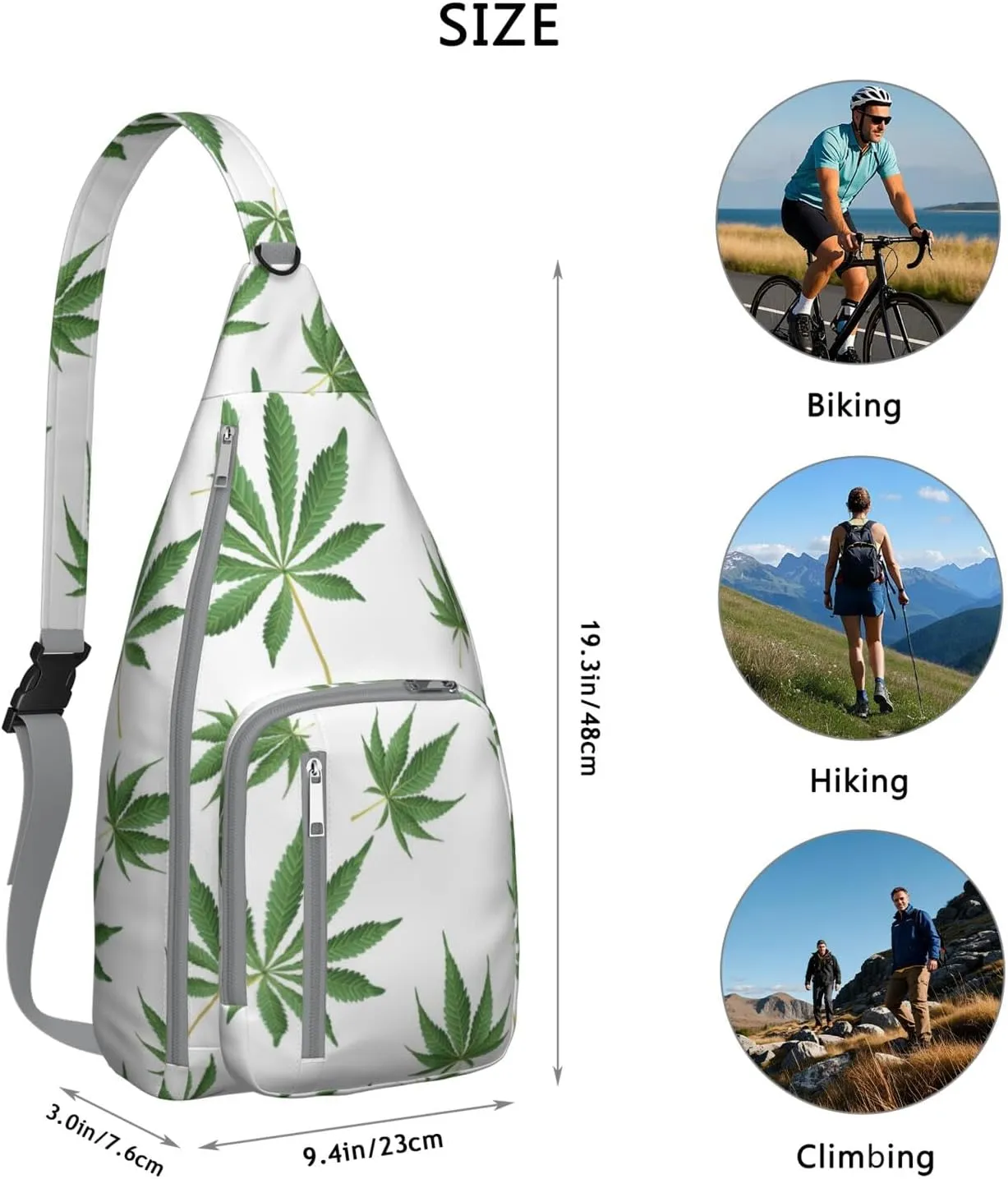 Shoulder Sling Crossbody Casual Chest Bag For Travel Sports Running,Backpack for Men & Women Lightweight Sports BagCrossbody Concealed Carry,Marijuana Leaf Shoulder Bag Waterproof Chest Bag