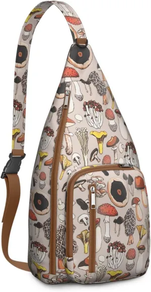 Shoulder Sling Crossbody Casual Chest Bag For Travel Sports Running,Backpack for Men & Women Lightweight Sports BagCrossbody Concealed Carry,Mushroom Shoulder Bag Waterproof Chest Bag