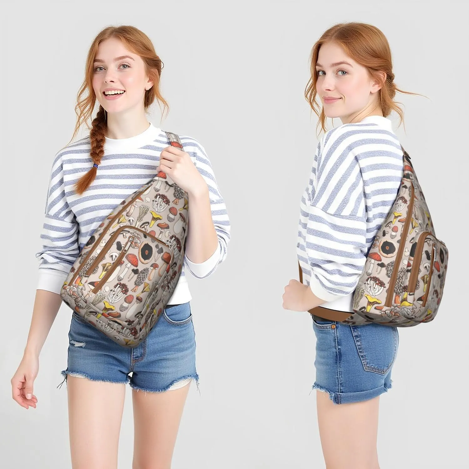 Shoulder Sling Crossbody Casual Chest Bag For Travel Sports Running,Backpack for Men & Women Lightweight Sports BagCrossbody Concealed Carry,Mushroom Shoulder Bag Waterproof Chest Bag