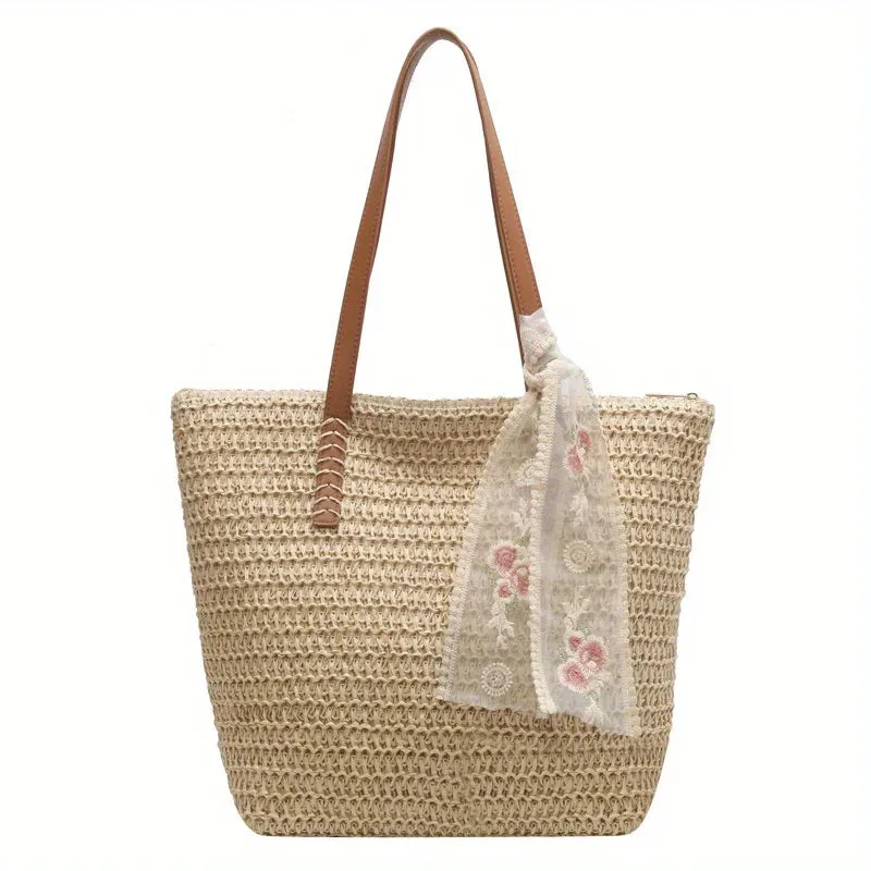 Shoulder Woven Beach Tech-powered Versatile Vacation Beach Quality-assured Bag. Straw Bag