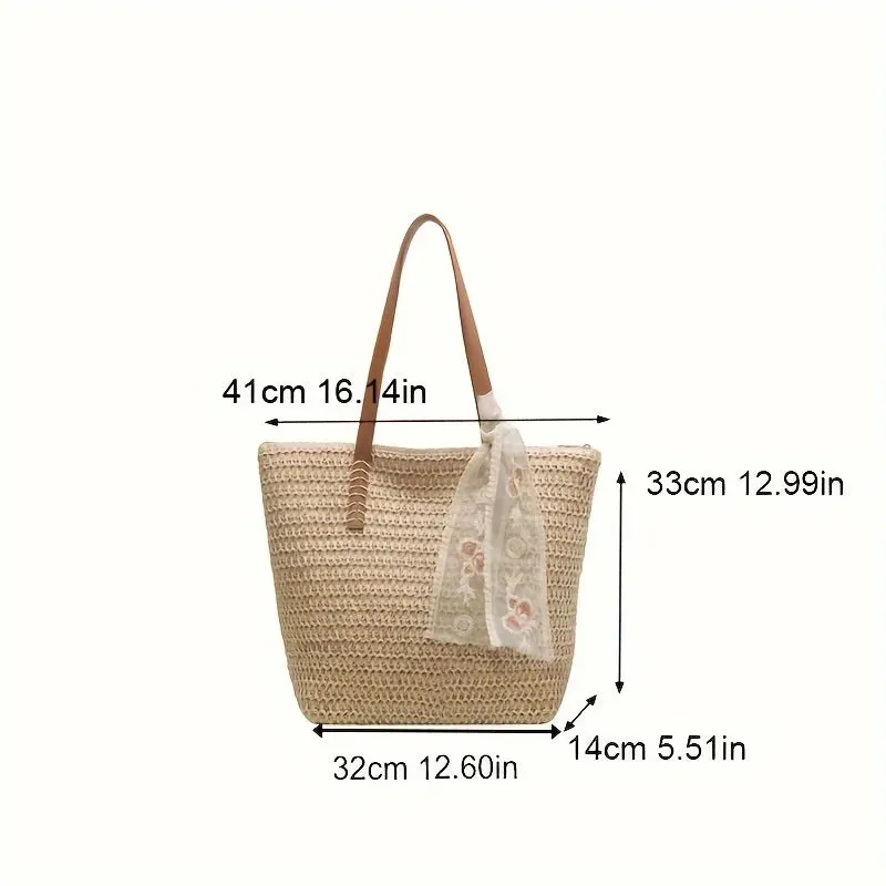 Shoulder Woven Beach Tech-powered Versatile Vacation Beach Quality-assured Bag. Straw Bag