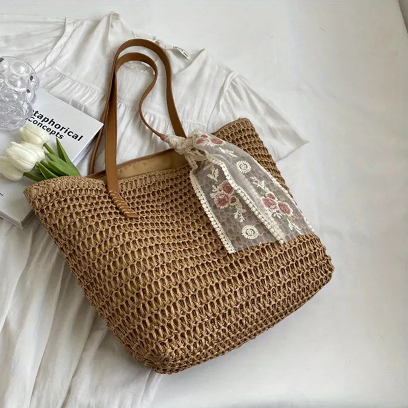 Shoulder Woven Beach Tech-powered Versatile Vacation Beach Quality-assured Bag. Straw Bag