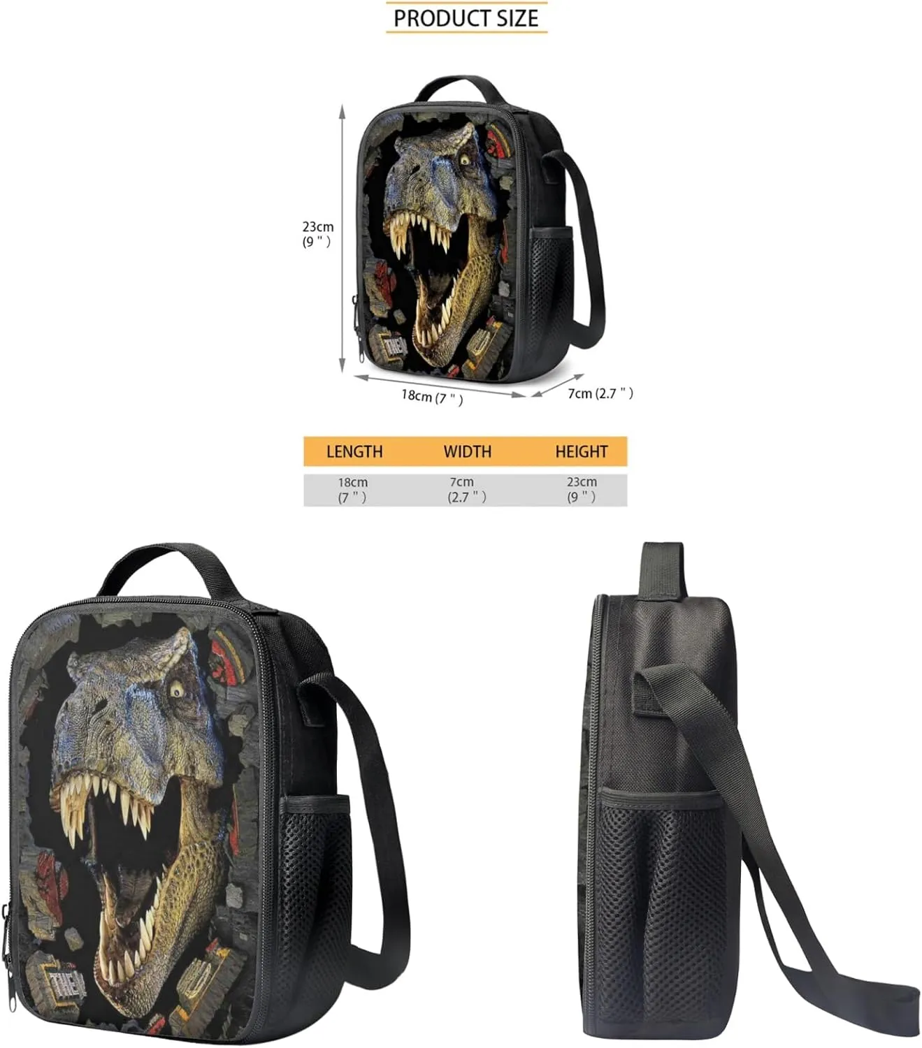 Showudesigns Dinosaur Backpack for Boys with Lunch Box Girls Trex Backpack Dino Bookbag Back to School Children Book Bag Set with Lunch Bag Pencil Case Schoolbag