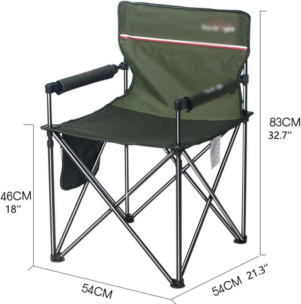 SHQ Folding Chair Outdoor Chair Folding Camping Padded Outdoor Chair with Armrest, Heavy Duty High BackCamp Chair for Backpacking, Travel Folding Chairs (Color : Green)