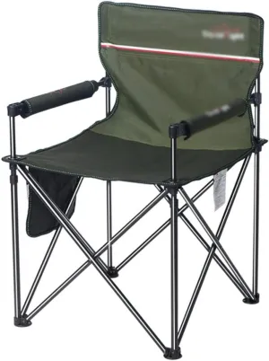 SHQ Folding Chair Outdoor Chair Folding Camping Padded Outdoor Chair with Armrest, Heavy Duty High BackCamp Chair for Backpacking, Travel Folding Chairs (Color : Green)