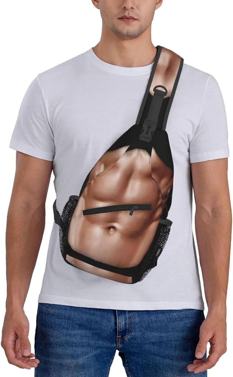 Six Abdominal Muscles Abdominal Muscles Crossbody Bag Cross Chest Bag Adjustable Sling Backpack Sports Gym Shoulder Bags Travel Cycling Daypack Diagonally Casual Rucksack