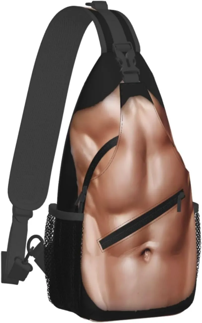 Six Abdominal Muscles Abdominal Muscles Crossbody Bag Cross Chest Bag Adjustable Sling Backpack Sports Gym Shoulder Bags Travel Cycling Daypack Diagonally Casual Rucksack