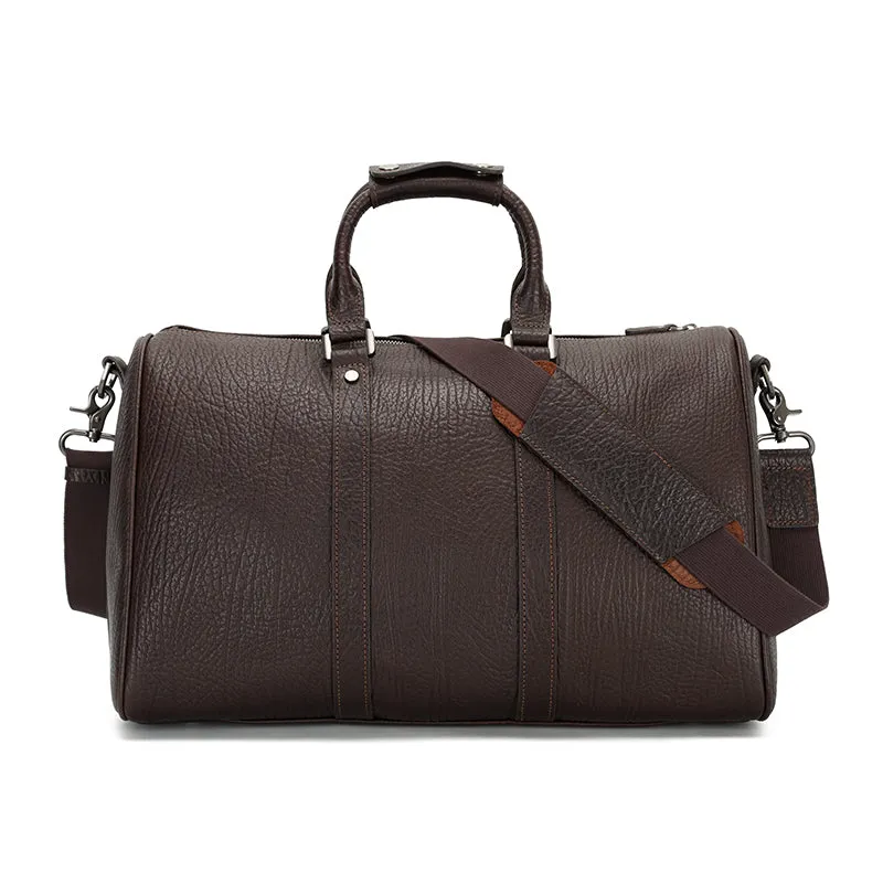 Sleek Leather Duffle Bag - Modern Handmade Travel Companion