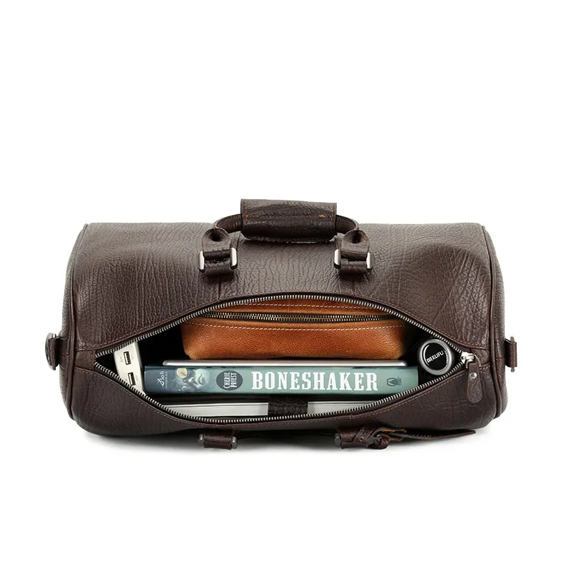 Sleek Leather Duffle Bag - Modern Handmade Travel Companion
