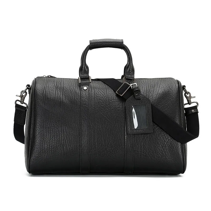 Sleek Leather Duffle Bag - Modern Handmade Travel Companion