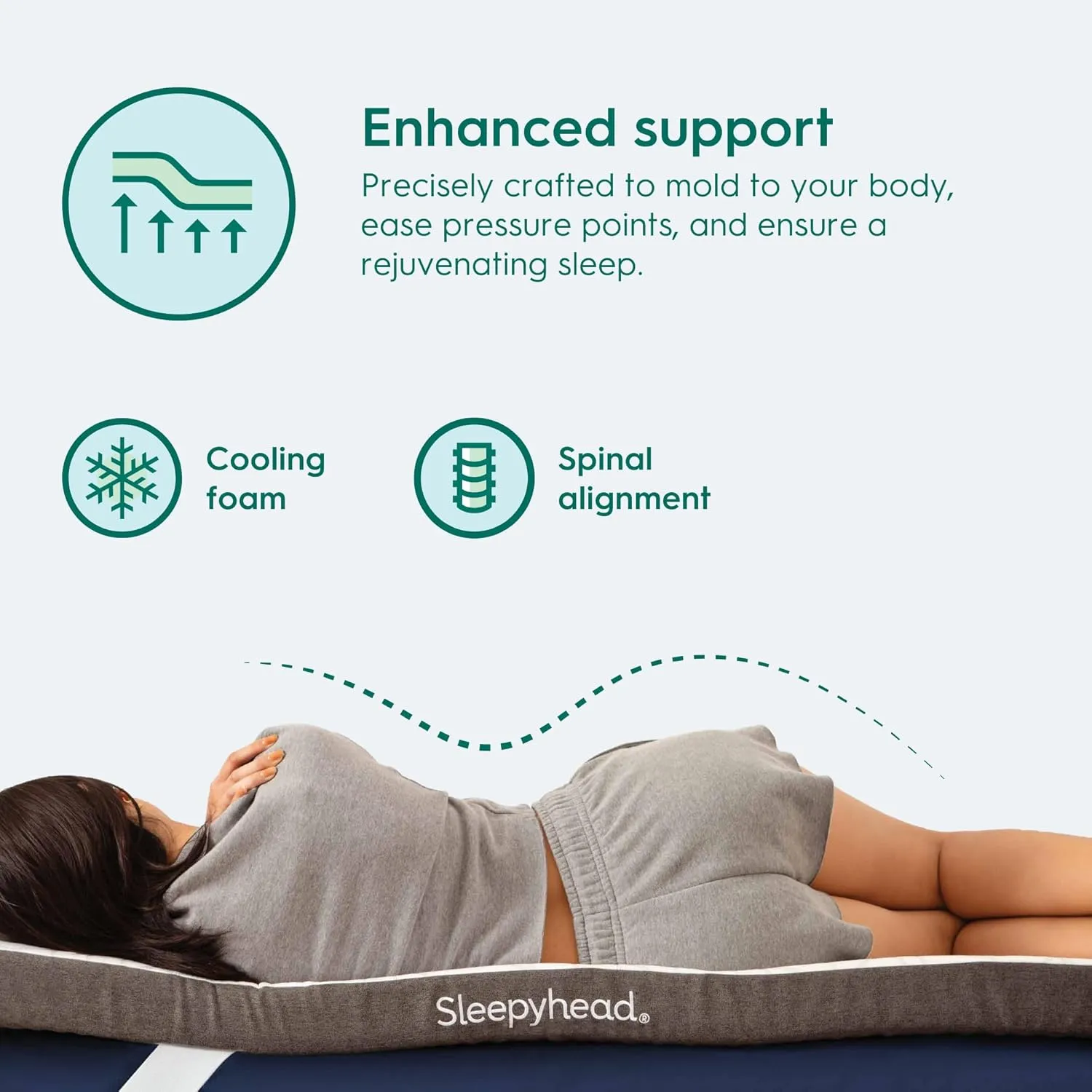 Sleepyhead Twin XL 2 Inch Gel Memory Foam Mattress Topper for College Dorm – Thick, Cooling & Comfortable Mattress Pad with Washable Cover – Dorm Room Essentials for College Students (XL Twin 2")