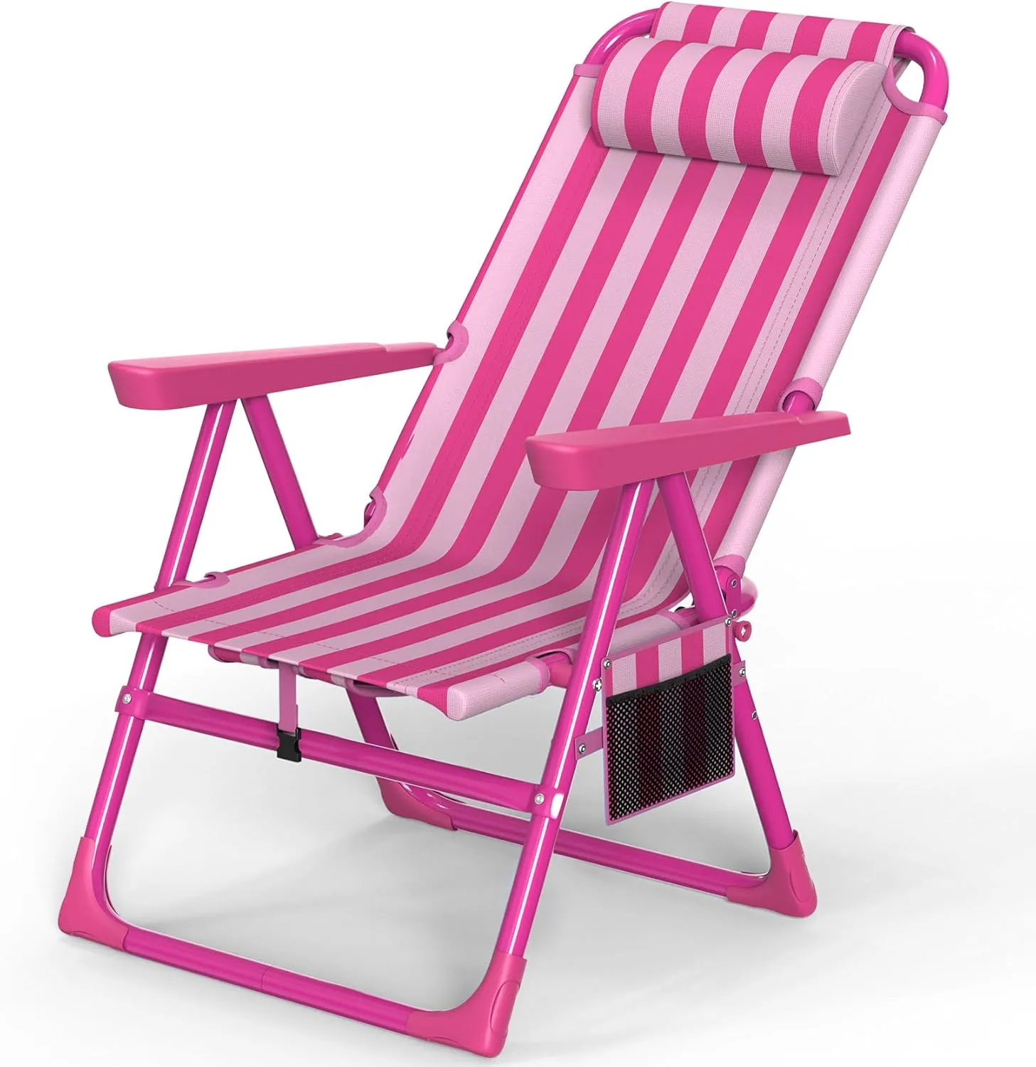 Slendor Backpack Beach Chair, 6-Positions Beach Chairs for Adults with Cooler Bag, Reclining Beach Chair with Cup Holder Folding Camping Chair for Outside