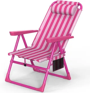Slendor Backpack Beach Chair, 6-Positions Beach Chairs for Adults with Cooler Bag, Reclining Beach Chair with Cup Holder Folding Camping Chair for Outside
