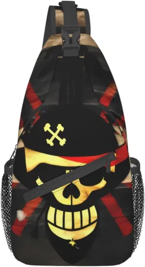 Sling Backpack,Men Cross Chest Bag Diagonally,Durable Adjustable Outdoor Cycling Travel Bag,Pirate Flag Print