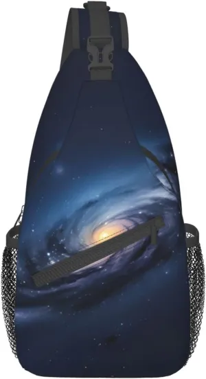Sling Backpack,Men Cross Chest Bag Diagonally,Durable Adjustable Outdoor Cycling Travel Bag,Universe Milky Way Galaxy Print
