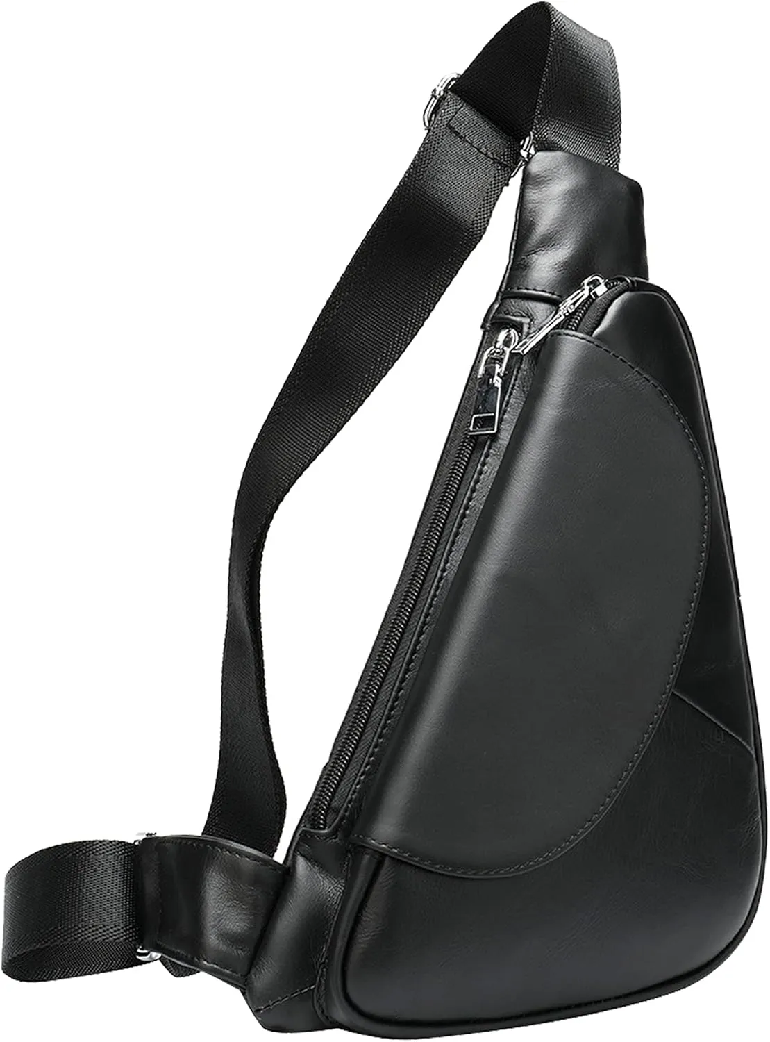 Sling Chest Bag for Men, Genuine Leather Crossbody Bags Casual Daypack Travel Hiking Chest Shoulder Bag
