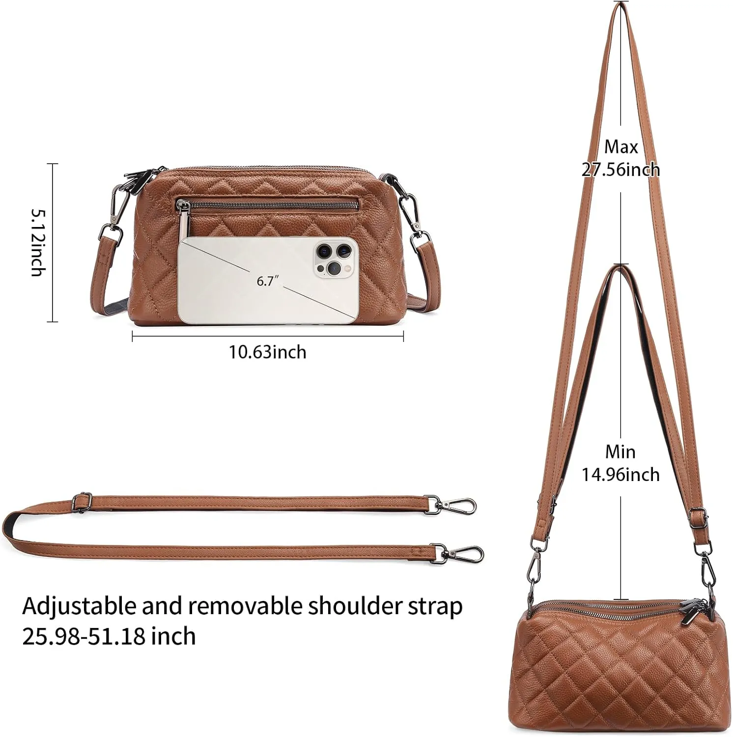 Small Crossbody Purse Leather Crossbody Bags for Women Fashion Handbag Cell Phone Crossover Shoulder Bag for Women