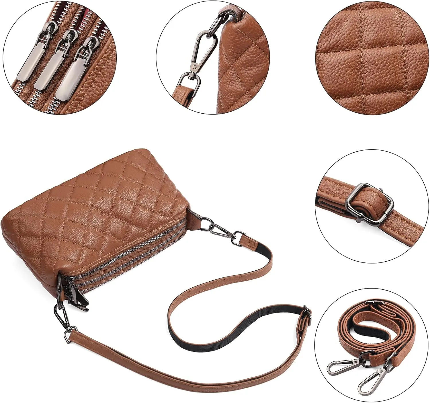 Small Crossbody Purse Leather Crossbody Bags for Women Fashion Handbag Cell Phone Crossover Shoulder Bag for Women